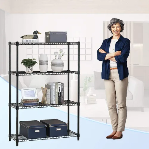 Vista 4 de BestOffice Estantería de Alambre Metálica Comercial Ajustable de Acero de 4 Niveles 36"x14"x54