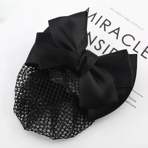 Vista 3 de Pinza para el cabello, 2 unidades, con lazo, para moño, decoración de lazo de encaje, red de malla elástica para el cabello para mujer