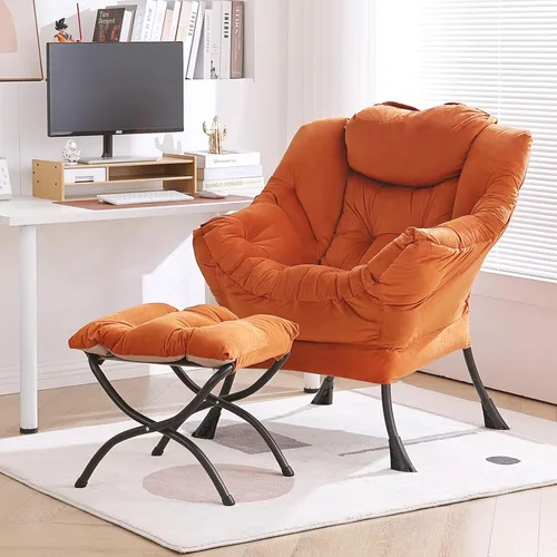 Vista 37 de Furlide - Silla perezosa con otomana, silla moderna con reposapiés plegable, silla de acento de salón, silla de lectura cómoda, sillones grandes