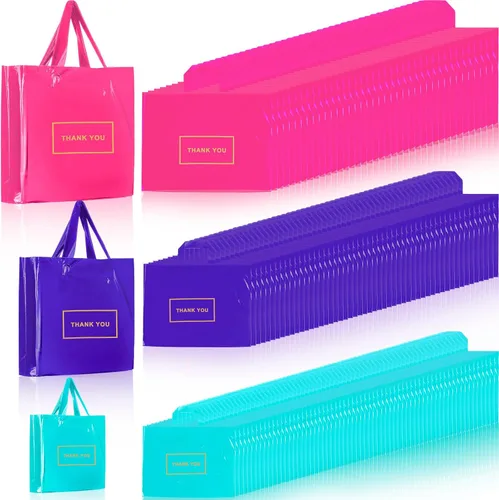 Vista 9 de Teling 200 piezas de bolsas de plástico "Thank You" al por mayor, bolsas de mercancía para bodas y negocios, 9 x 12 pulg, 12 x 15 pulg, 15 x 18 pulg