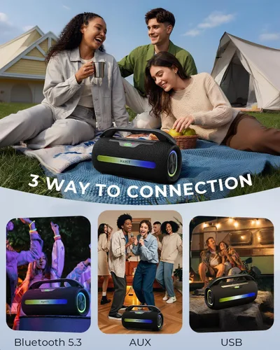 Vista 7 de havit - Altavoz Bluetooth para exteriores, 120 W máximo, altavoces fuertes