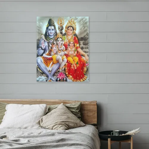 Vista 8 de Póster artístico con texto en inglés «Lord Shiva And His Family» («Lord Shiva And His Family») - Póster decorativo moderno para decorar la pared