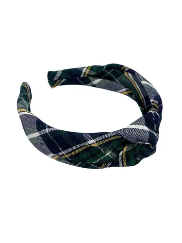 Vista 32 de Diadema anudada de 1.25 pulgadas, uniforme escolar, a cuadros, acolchada, con nudo en la parte superior, diadema de uniforme (cuadros 120)