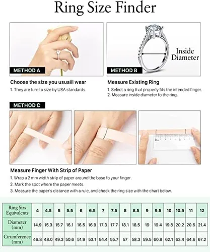 Vista 5 de Mwring PVD - Anillo de compromiso de moissanita para mujer, anillo de boda de plata de ley 925 con chapado en oro de 18 quilates, anillo