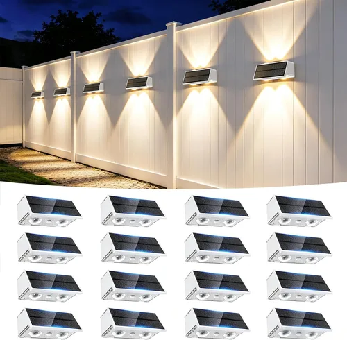 Vista 26 de Luces solares para valla al aire libre, paquete de 2 luces solares Negro