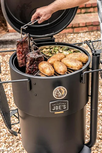 Vista 9 de Oklahoma Joe's Bronco Tambor Smoker Triple Rejilla, Plata - 4419599P04