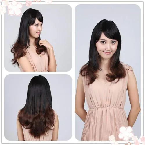 Vista 6 de Parte lateral recta superior clip en la frente postizo con flequillo para mujeres con cabello fino 10# marrón claro