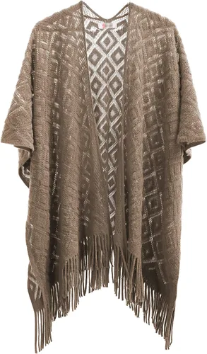 Vista 2 de Soul Young - Chal de punto para mujer, poncho con flecos y capa