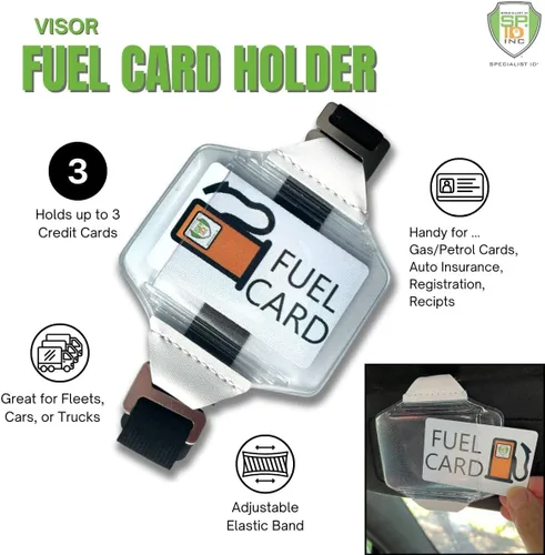 Vista 2 de Portavisor Resistente para Tarjeta de Combustible con Bolsillo de Vinilo Transparente - Accesorios para Camión y Automóvil para Interior - Licencia