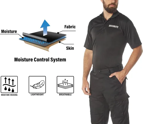 Vista 6 de Rothco Moisture Wicking Security Polo Shirt - Stay Cool and Professional On-The-Job