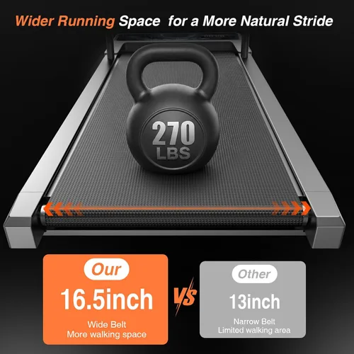 Vista 9 de Walking Treadmill Pad with Adjustable 8% Incline and Handle Bar for Home Portable Under Desk Walking Treadmill Pad with 2.5 HP Motor, LED Display &