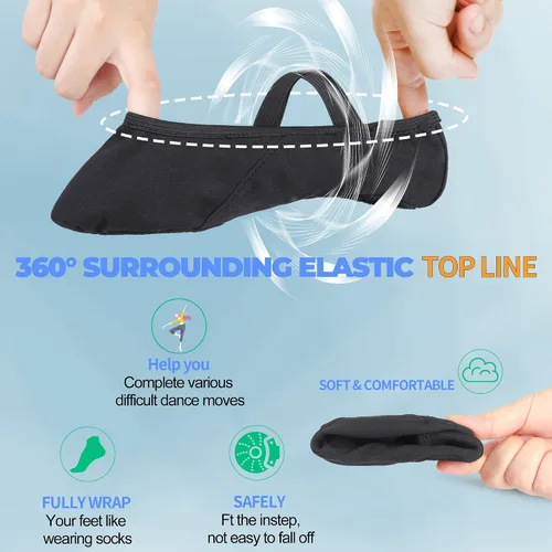 Vista 5 de OLORA Zapatos de ballet para mujer, zapatillas de baile de lona, zapatos de práctica para niños, niñas y adultos