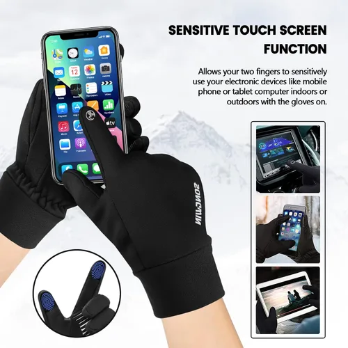 Vista 3 de Guantes de invierno para hombres y mujeres guantes de pantalla táctil mejorados resistentes al viento guantes térmicos cálidos para ciclismo correr