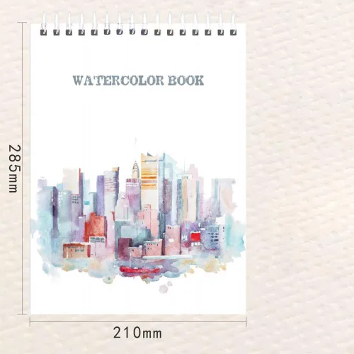 Vista 7 de RGBMIX Cuaderno de acuarela de 8 x 11 pulgadas, 140 libras/300 gsm, 24 hojas, diseño en espiral, páginas sin deshilachar, papel de prensa en frío