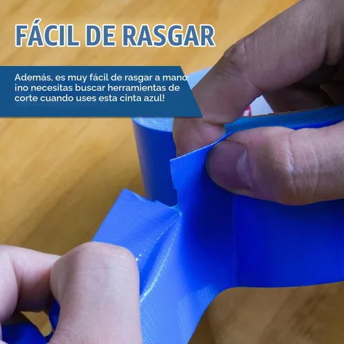 Vista 5 de 2 rollos de cinta adhesiva azul resistente, resistente e industrial, de color industrial, 9 mil x 2 pulgadas x 25 yardas, flexible, sin residuos