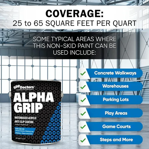 Vista 5 de Alpha Grip Pintura Antideslizante para Concreto y Asfalto – Revestimiento Antideslizante Ideal para Marcar Estacionamientos, Patios de Juegos y Negro