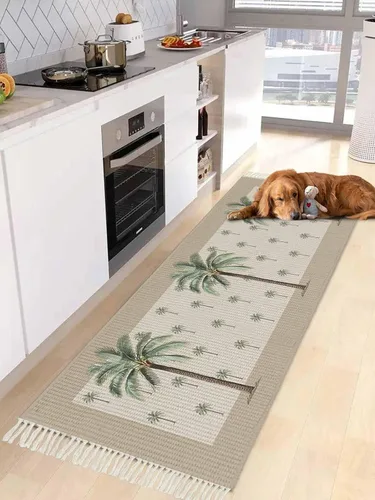 Vista 12 de Beige Gray Brown Entryway Rug 2X3 Ft Bathroom Mat, Washable Woven Abstract Ombre Art Throw Carpet with Tassel, Non-Shedding Vintage Minimalist