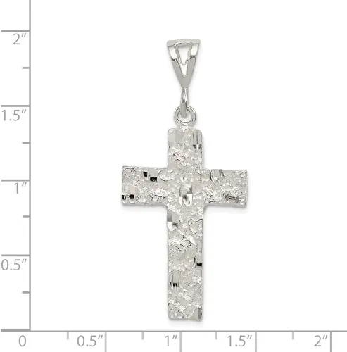 Vista 3 de Abalorio de plata de ley 925 maciza con diseño de cruz de pezón, 1.811 x 0.866in