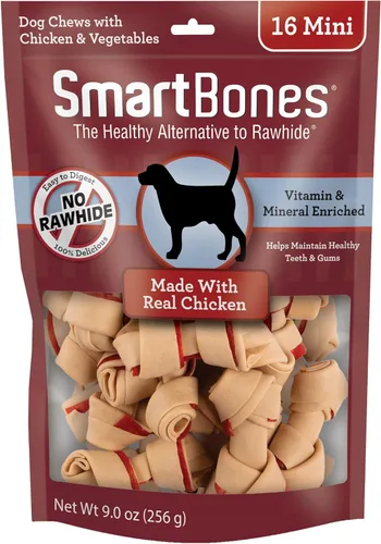 Vista 11 de SmartBones Mini masticables con carne de res real, 24 unidades, masticables sin piel cruda para perros