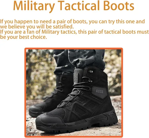 Vista 6 de Kervaky Botas tácticas para hombre, botas militares, botas de trabajo, botas de desierto, botas duraderas, botas de senderismo, botas de combate