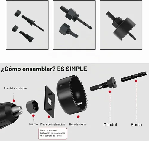 Vista 4 de Juego de 11 piezas de sierra perforadora de 3/4"-2-1/2" con cuchillas, mandriles, brocas, llave hexagonal y caja de almacenamiento, ideal