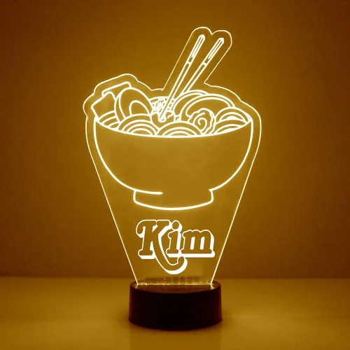 Vista 9 de MMS Food - Lámpara LED de luz nocturna, personalizada con tu nombre o texto, control remoto con 16 colores, 4 modos de luz, lámpara LED de regalo