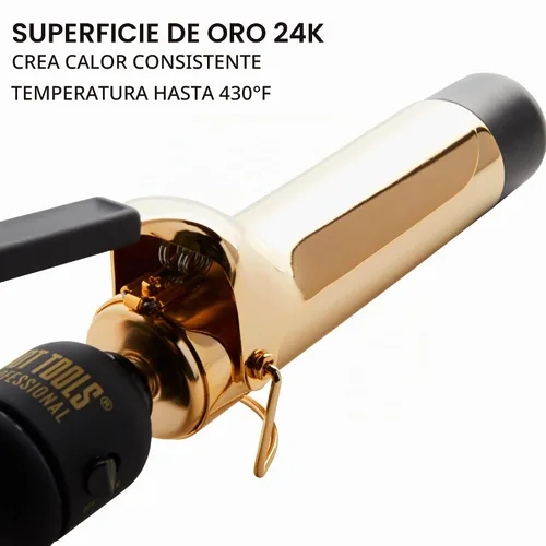 Vista 3 de HOT TOOLS Pro Artist - Rizador de oro de 24 quilates (modelo 2018) Rizos definidos de larga duración (1 1/2 pulgadas)