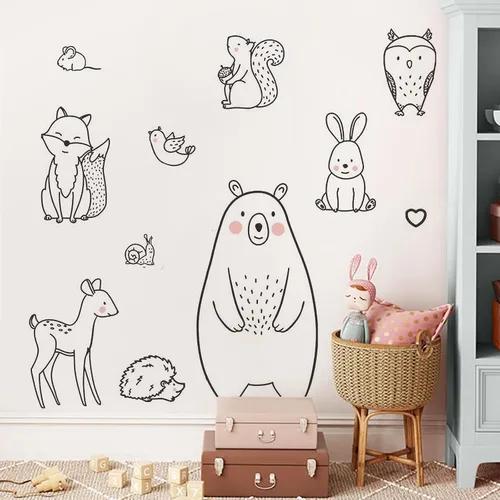 Vista 4 de DEKOSH Calcomanías de pared de animales de gran tamaño para guardería, sala de juegos de niños, decoración de dormitorio de bebé