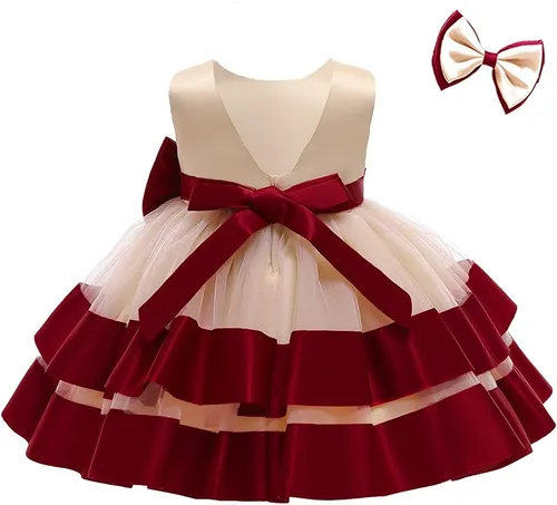 Vista 13 de 3M-6T Vestido de Concurso con Volantes de Encaje sin Espalda para Bebé Niña Vestido Tutú para Niña Pequeña Vestidos de Fiesta de Tul con Flores