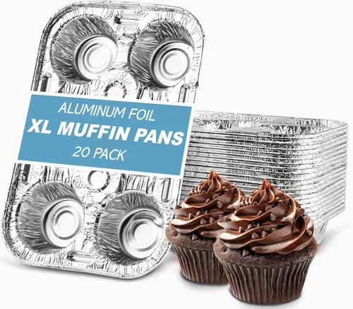 Vista 9 de PLASTICPRO Moldes de papel de aluminio para muffins reutilizables y desechables, molde de papel de aluminio para muffins y tartas