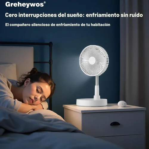 Vista 4 de Ventilador oscilante plegable recargable de 9 pulgadas, 7200 mAh, funciona con pilas, ventilador pequeño con control remoto, ventiladores