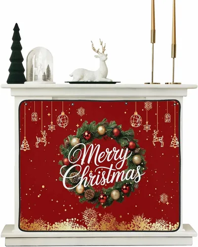 Vista 21 de Cubierta magnética azul para chimenea, detiene la pérdida de calor, pantalla de chimenea para interiores, bolas de gnomos de Navidad, árbol de copo