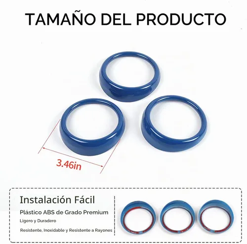 Vista 2 de RT-TCZ Anillo de cubierta de ventilación de salida de aire acondicionado para consola central, accesorios interiores para Ford Mustang 2015-2022, 3