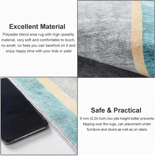 Vista 2 de Alfombra de pasillo para entrada del hogar, alfombra clásica extra larga para pasillo con respaldo antideslizante, lavable para dormitorio, baño