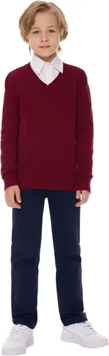 Vista 7 de SMINLING Pinker - Suéter para niños, uniforme escolar, cuello en V, ropa de algodón suave Negro