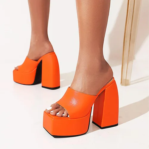 Vista 7 de Dsevht Sandalias de plataforma gruesa para mujer, sin cordones, puntera cuadrada, con tacón alto