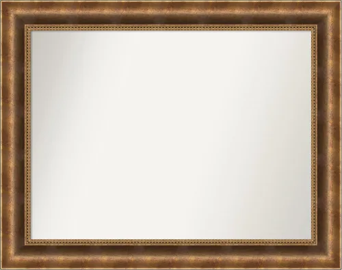 Vista 313 de Amanti Art Espejo de pared personalizado no biselado (25 x 25 pulgadas), marco de bronce acentuado, varios tamaños personalizados, espejo de baño