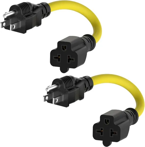 Vista 8 de Cable adaptador de hoja T de 1 pie y 15 amperios para el hogar a 20 Amp T NEMA 5-15P a 5-20R 5-15R 6-15R 6-20R (4 en 1) Cable adaptador de enchufe
