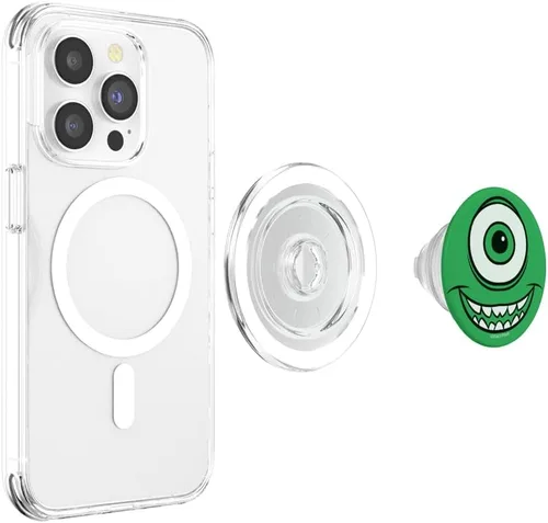 Vista 4 de Disney Pixar Monsters Inc. Mike Wazowski Big Face PopSockets MagSafe PopGrip para iPhone