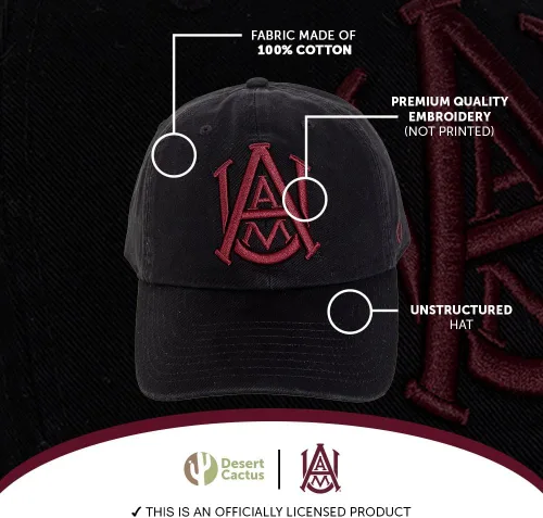 Vista 4 de Desert Cactus Alabama A&M University Baseball Hat Bulldogs AAMU Brimmed Embroidered Hats Cap Adjustable Cloth Strap Adult