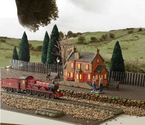 Vista 6 de Department 56 Harry Potter Village Hogsmeade Station - Edificio iluminado, 7 pulgadas, multicolor