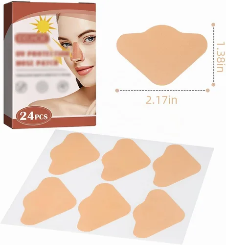 Vista 2 de 24 parches de protección solar para la nariz, para hombres y mujeres, deportes, color beige U-V Nose Guard, Adhesive Nose Cover Patch, Nose