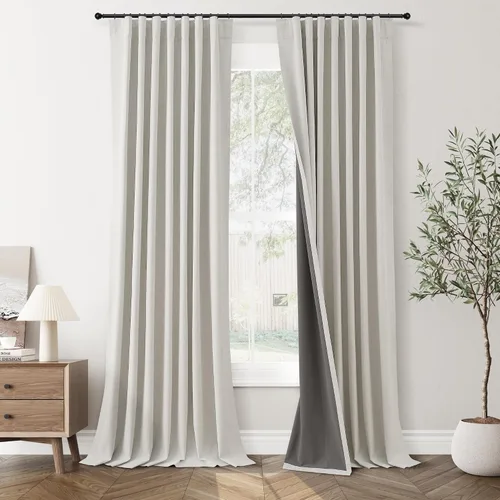 Vista 17 de Jowels Cortinas opacas de lino natural de 96 pulgadas de largo, 2 paneles