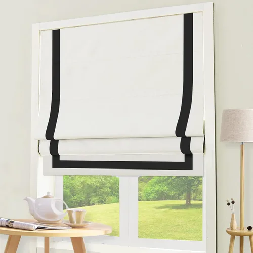 Vista 11 de DEJAVU Persianas romanas de bambú inalámbricas, opacas con filtro de luz para ventanas de interior, persianas tejidas naturales con cenefa