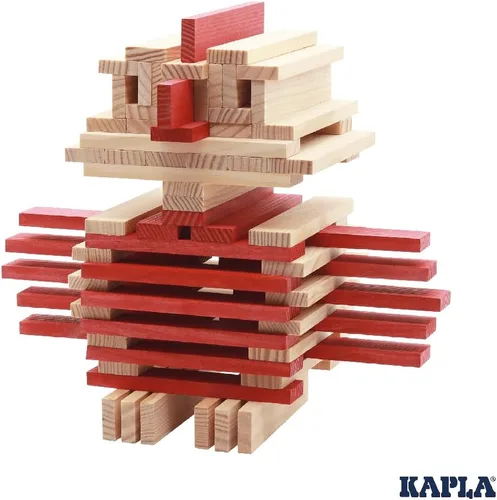 Vista 2 de KAPLA 40 cuadrados rojos – Juego de construcción de madera – 40 tablones de construcción de color rojo – para mayores de 3 años