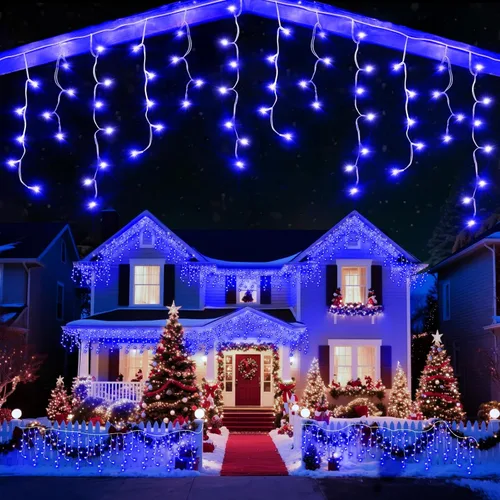 Vista 8 de Luz de hielo de 49 pies para exterior, 480 luces LED de Navidad para exteriores, iluminación de hielo de Navidad con 11 modos y temporizador