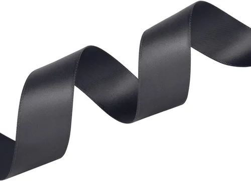 Vista 3 de Cinta de satén de doble cara de 1 pulgada de 50 yardas para decoración de fiestas, accesorios para el cabello, costura, envoltura de regalos (negro)