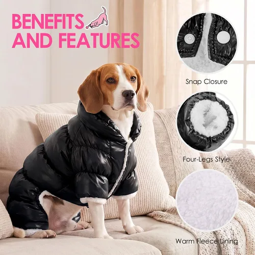 Vista 4 de AOFITEE Abrigo para perro, chaqueta impermeable para perro, abrigo de invierno para perros de cuerpo completo, traje de nieve, chaqueta acolchada a