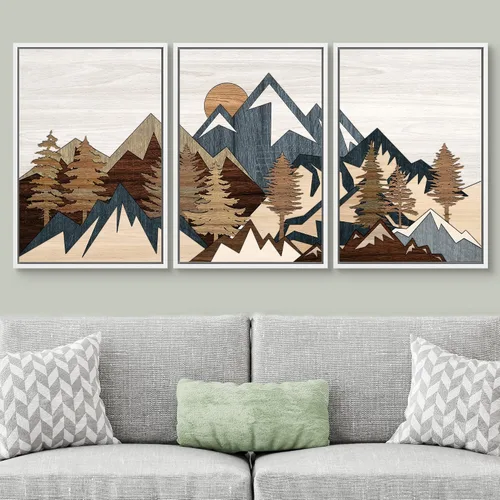 Vista 224 de SIGNWIN Lienzo enmarcado para pared, juego de arte de collage de hojas transparentes en blanco y negro, ilustraciones de naturaleza silvestre, arte