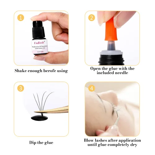 Vista 4 de FADLASH - Pegamento para extensiones de pestañas, extra fuerte, 0.2 fl oz, 1 S, tiempo de secado, 8 semanas de retención de pestañas, pegamento